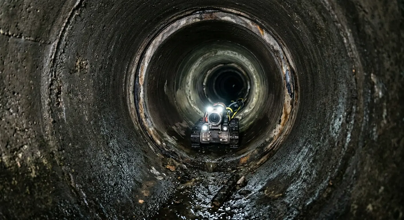 Robotic sewer camera inspecting pipe interior for Drain Snake Service in Breckenridge